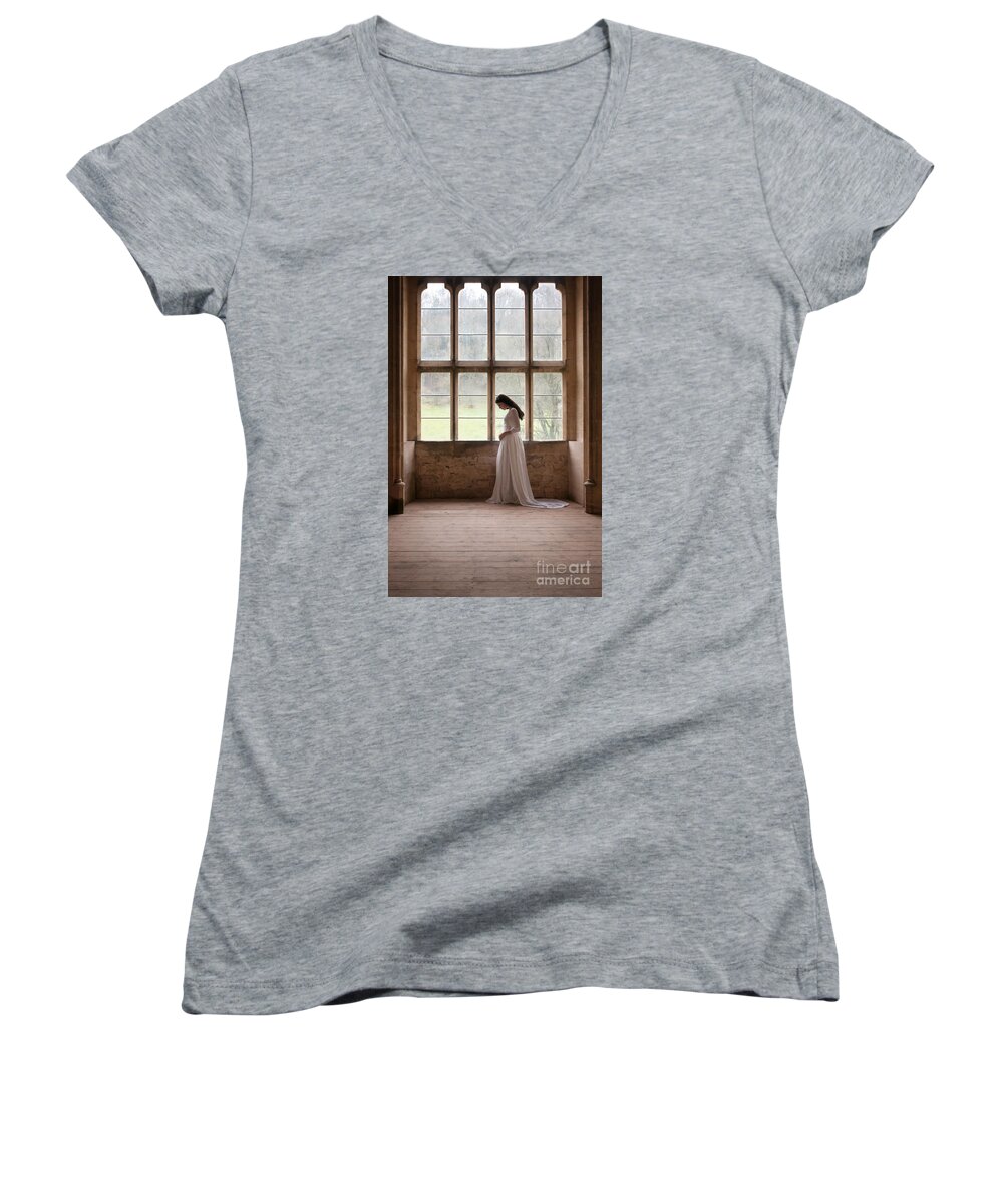 Princess Women's V-Neck featuring the photograph Princess in the castle by Clayton Bastiani