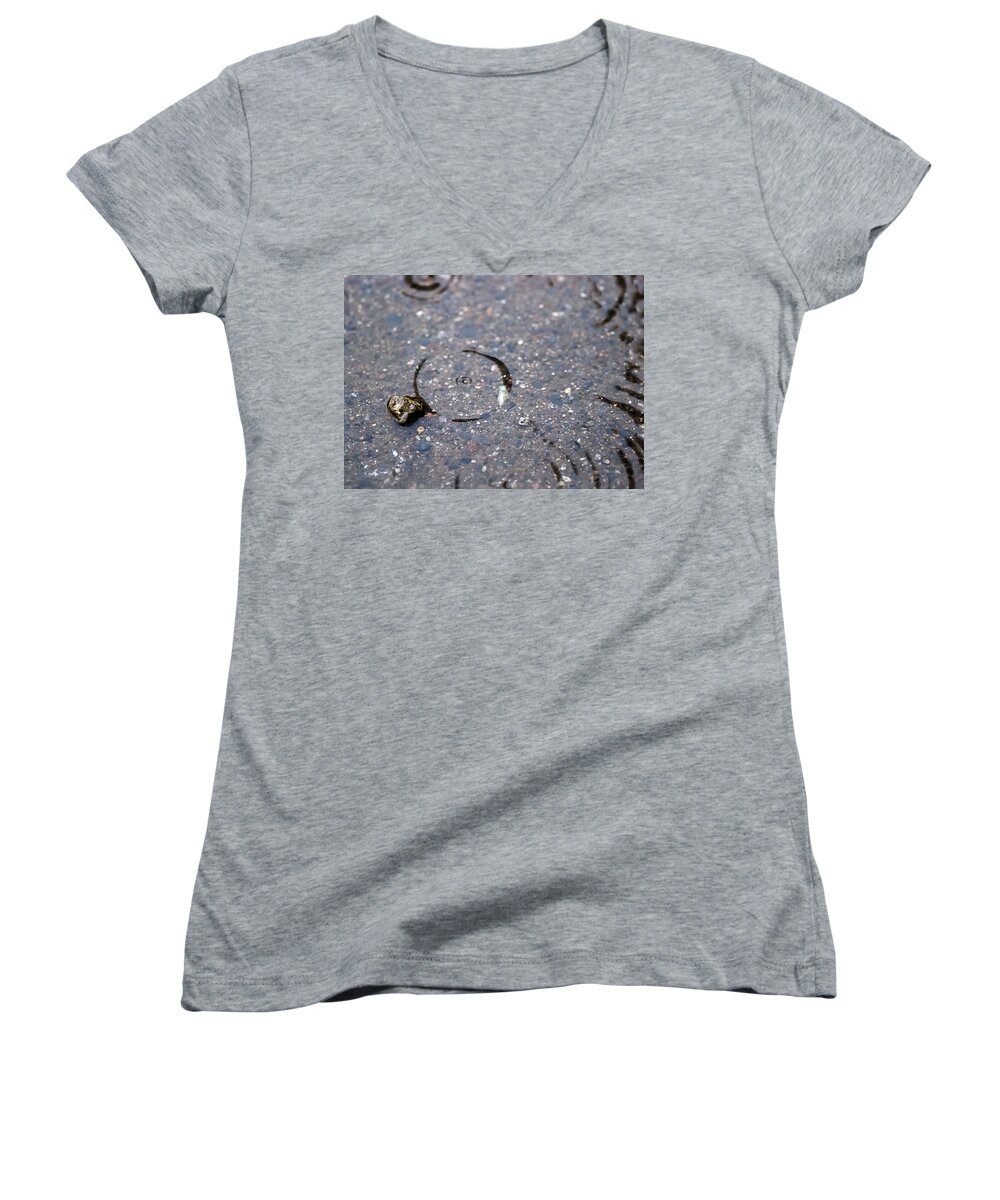 Nature Women's V-Neck featuring the photograph Puddlescape by Sue Capuano