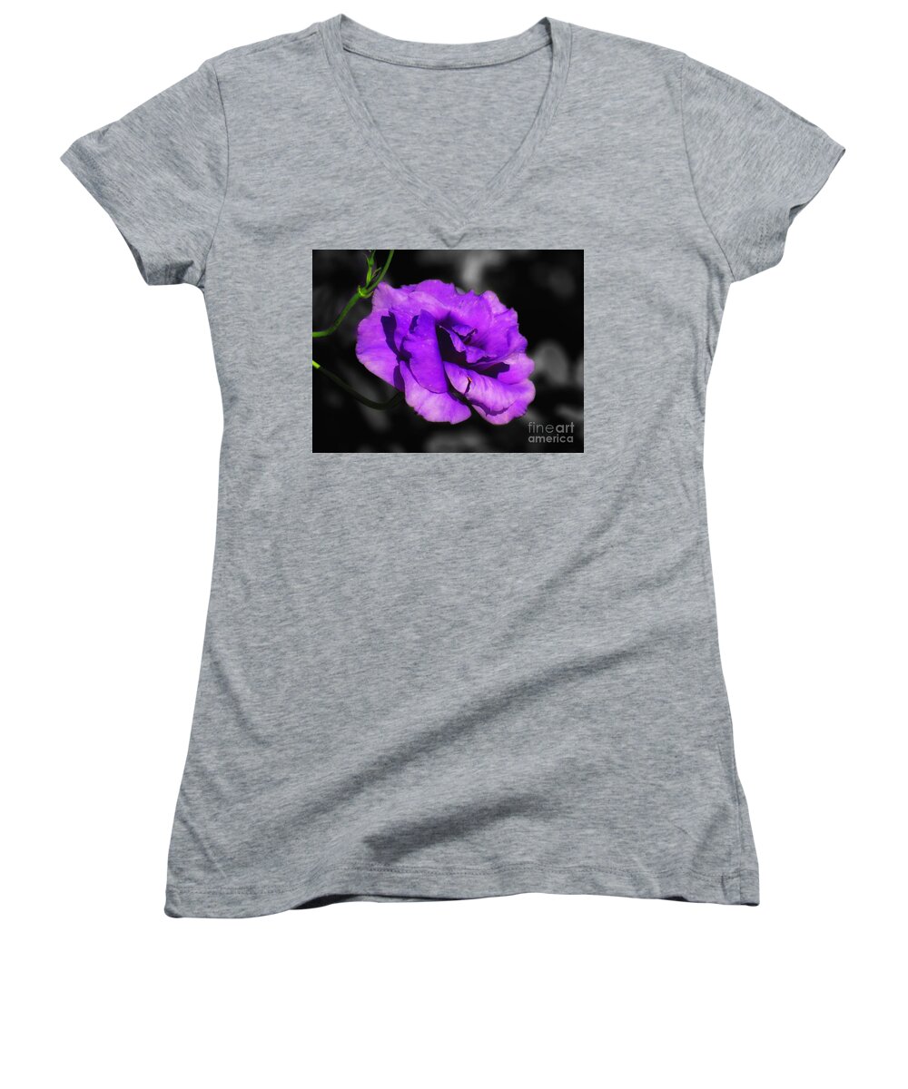 Flower Women's V-Neck featuring the photograph Purple rose by Rrrose Pix