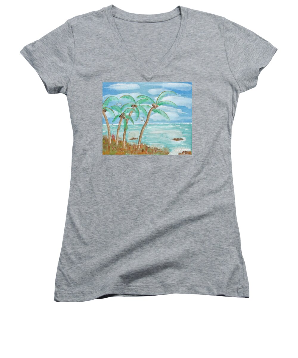 Oil On Canvas Women's V-Neck featuring the painting Quaint Afternoon by Joseph Summa