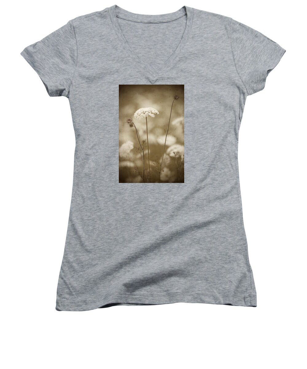 Flower Women's V-Neck featuring the photograph Queen Anne Lace by Jeff Mize