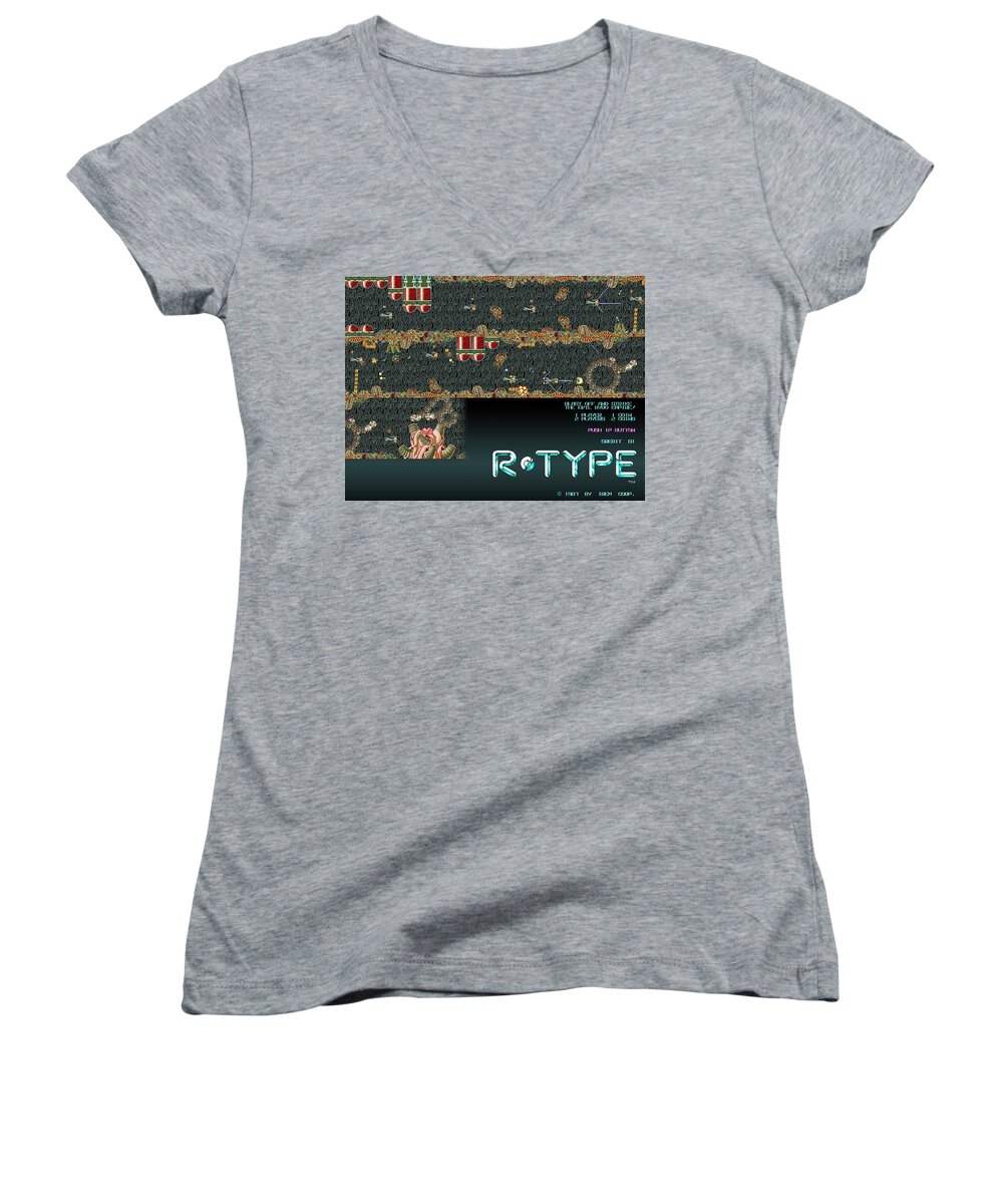 R-type Women's V-Neck featuring the digital art R-Type by Maye Loeser