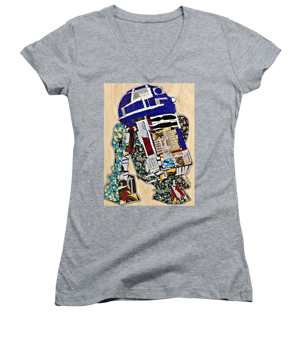 R2d2 Women's V-Neck featuring the tapestry - textile R2-D2 Star Wars Afrofuturist Collection by Apanaki Temitayo M