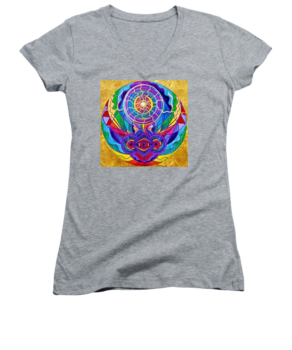 Vibration Women's V-Neck featuring the painting Raise Your Vibration by Teal Eye Print Store