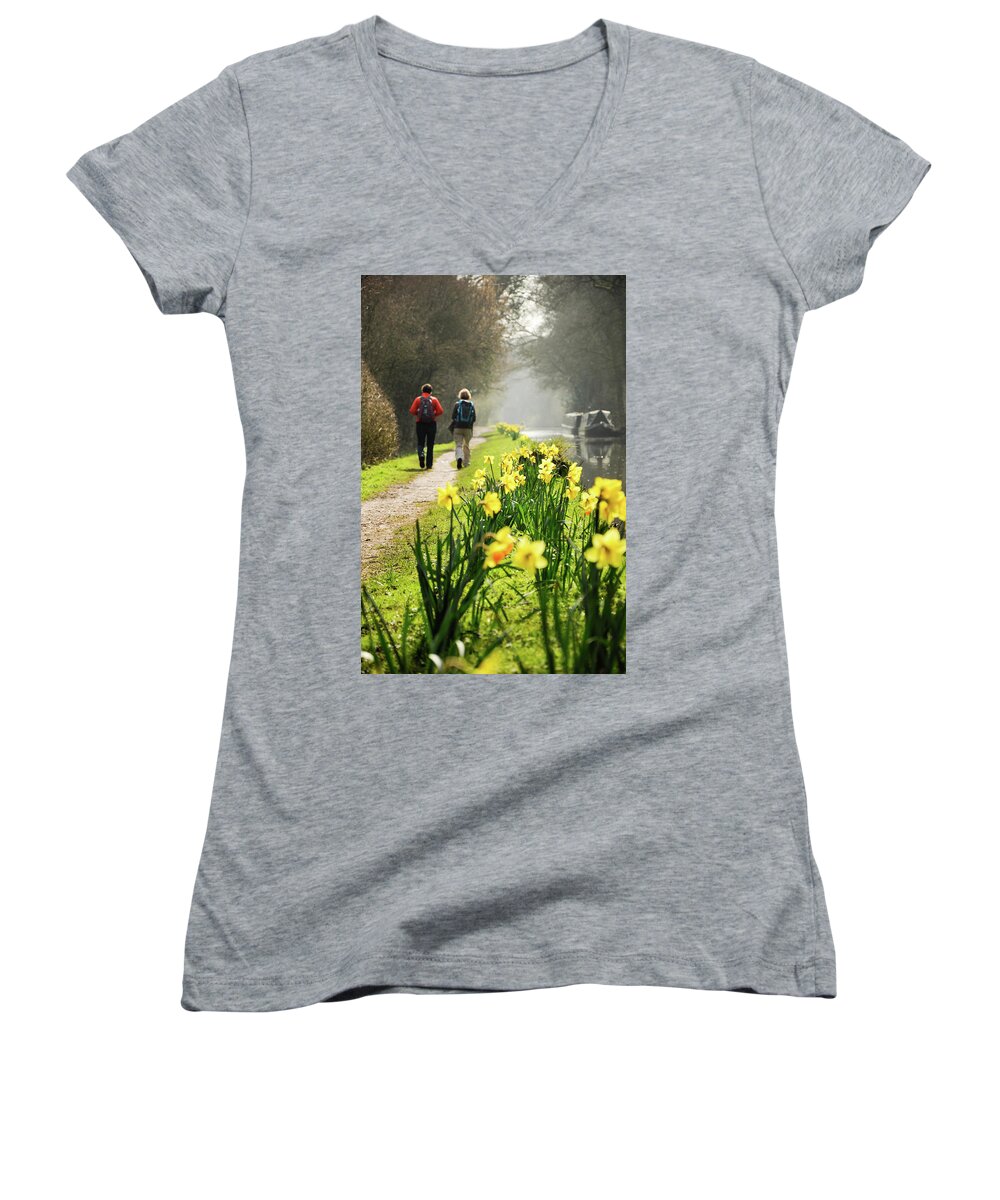 Barge Women's V-Neck featuring the photograph Rambling On by Geoff Smith
