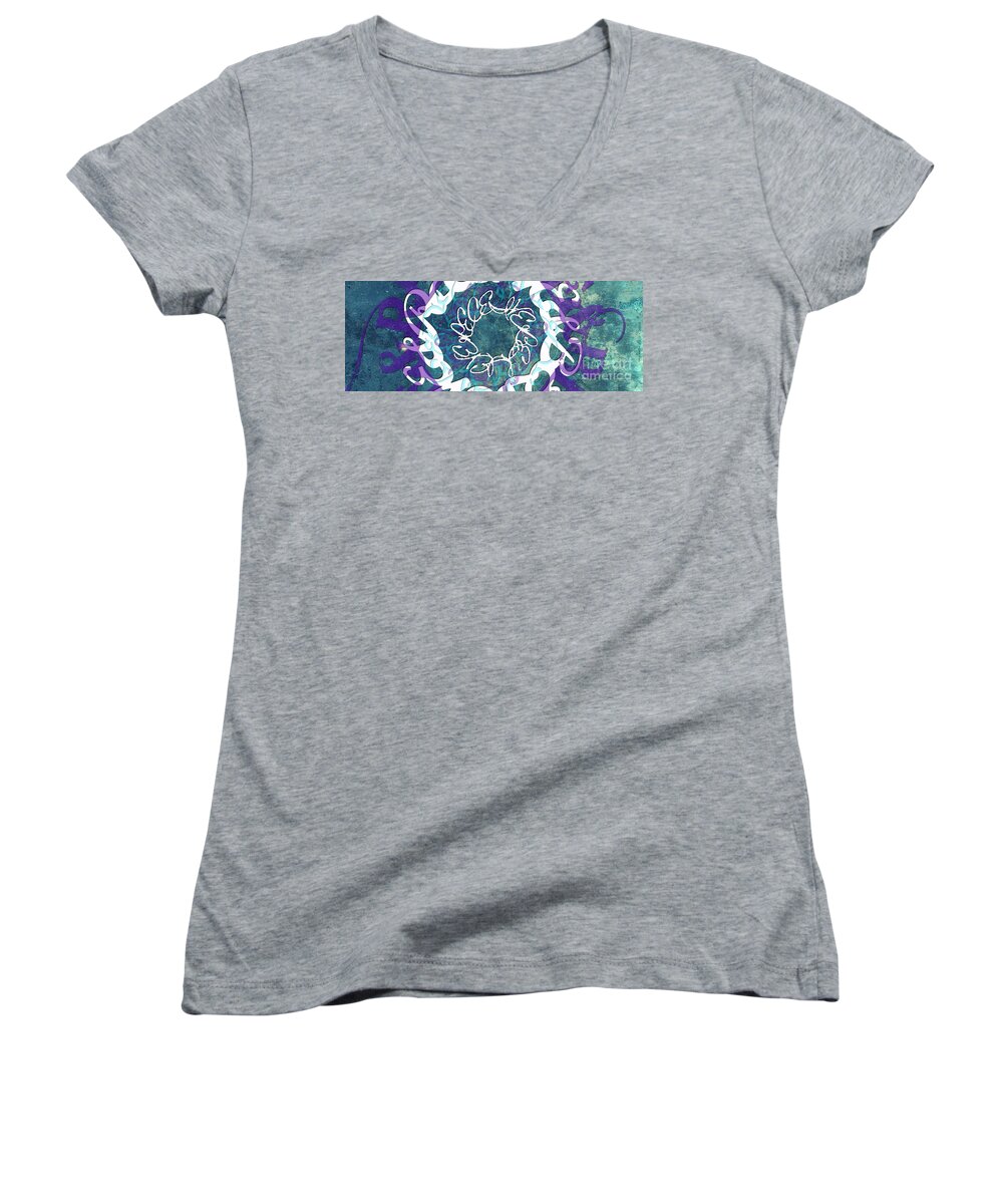 Scripture Art Women's V-Neck featuring the digital art Receive and Believe 2 by Christine Nichols