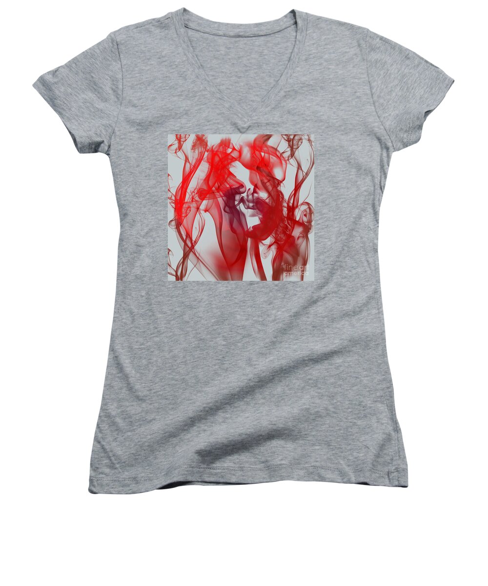 Clay Women's V-Neck featuring the digital art Red Alert by Clayton Bruster