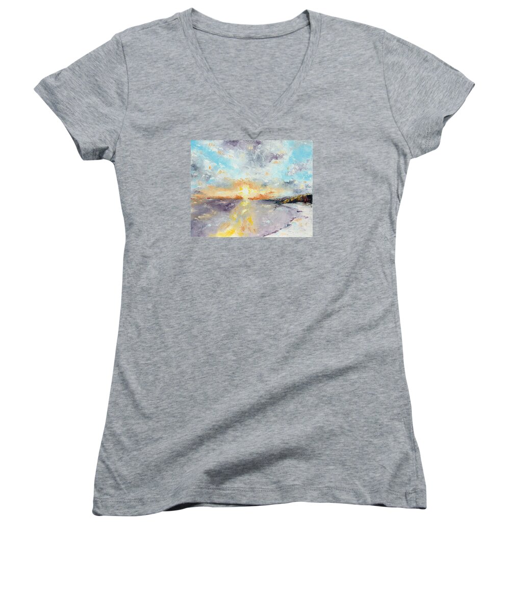 Winter Women's V-Neck featuring the painting Redeemed by Meaghan Troup