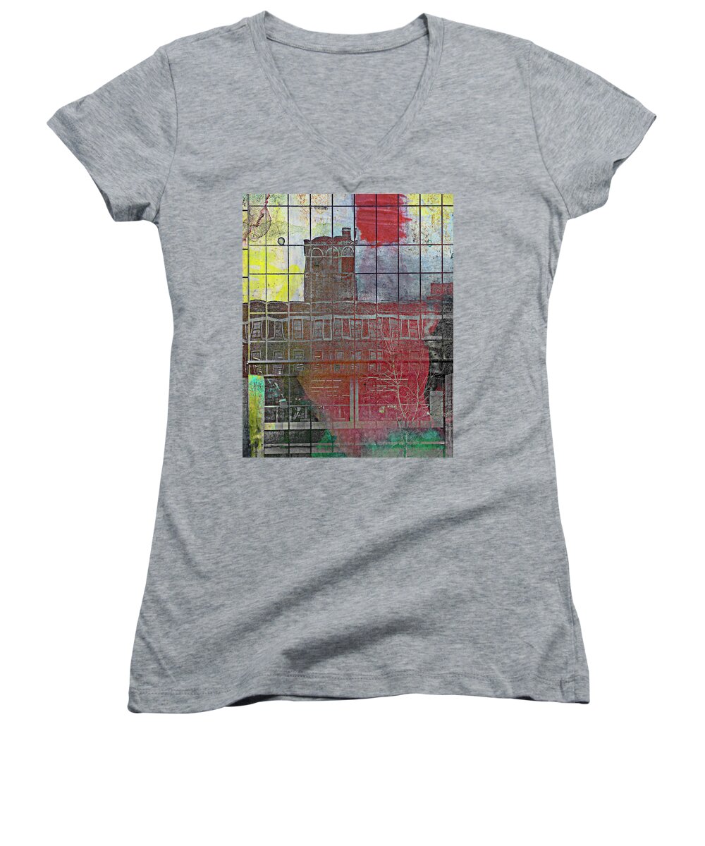 Minnesota Women's V-Neck featuring the digital art Reflections and Color by Susan Stone