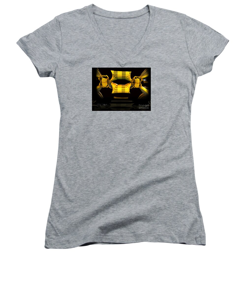 Fractal Women's V-Neck featuring the digital art Reflections by Melissa Messick
