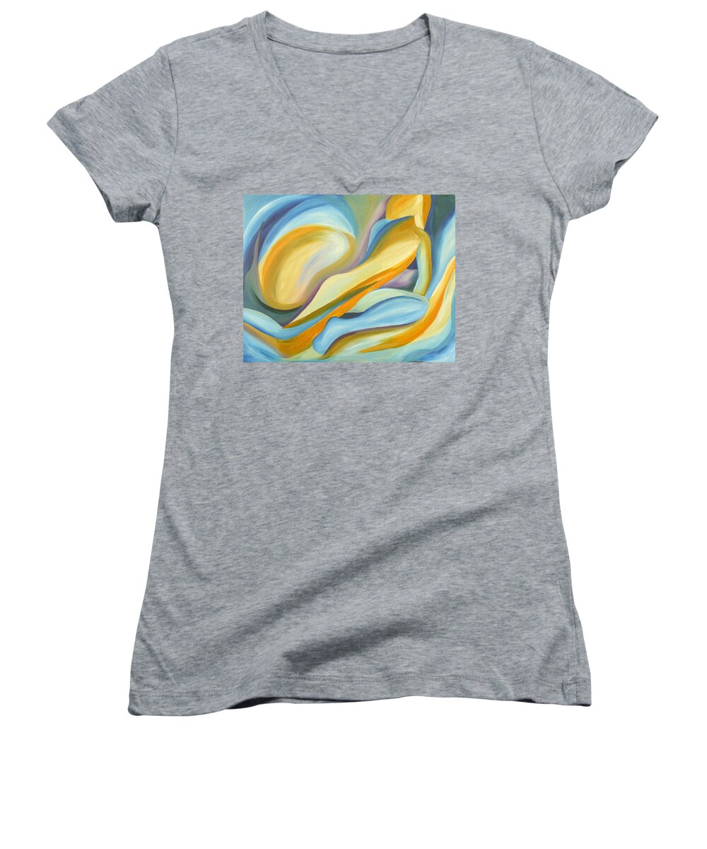 Figure Women's V-Neck featuring the painting River by Trina Teele
