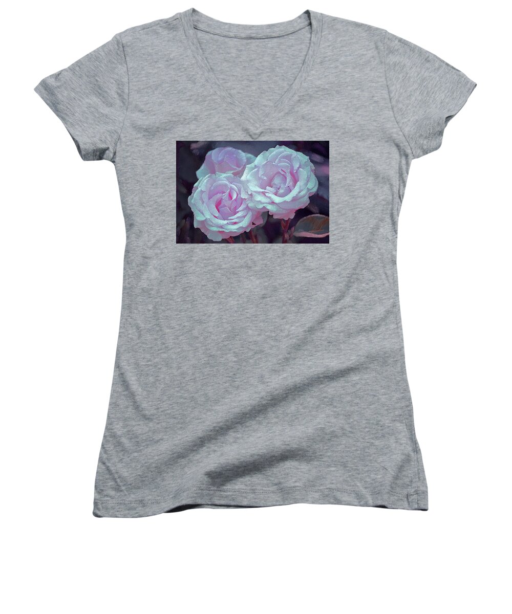 Floral Women's V-Neck featuring the photograph Rose 118 by Pamela Cooper