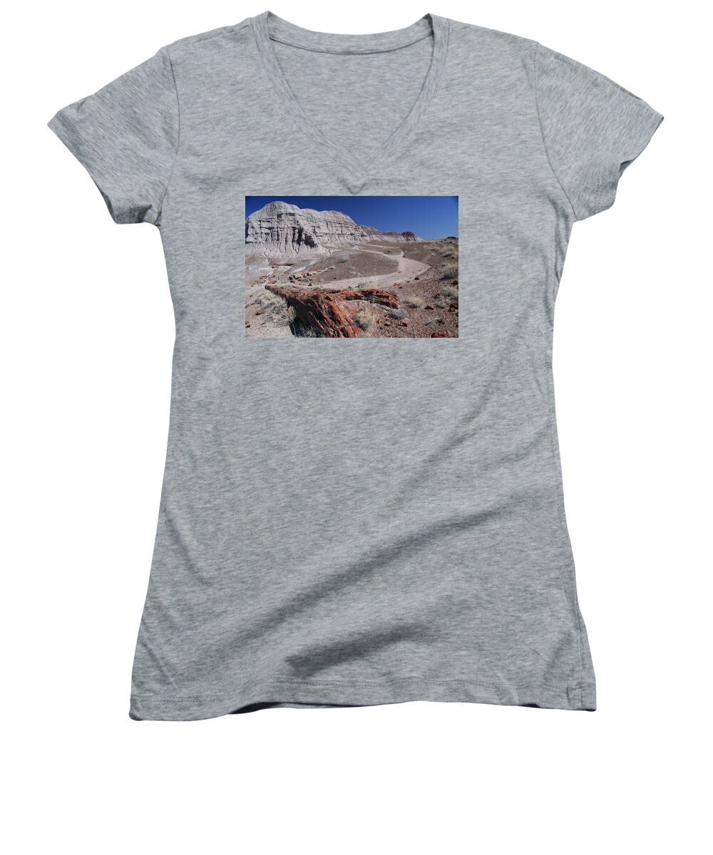 Landscape Women's V-Neck featuring the photograph Runoff Obstacle by Gary Kaylor