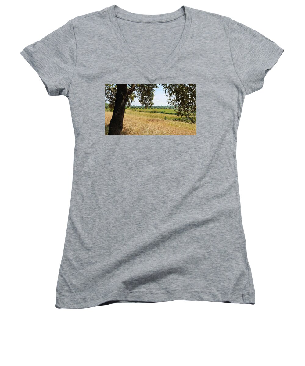 Tuscan Women's V-Neck featuring the photograph Rural Tuscany by Valentino Visentini