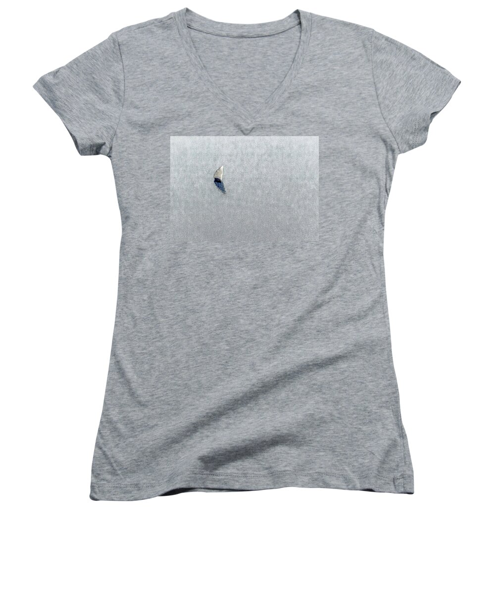  Women's V-Neck featuring the photograph Sailing Boat Lake Victoria by Patrick Kain