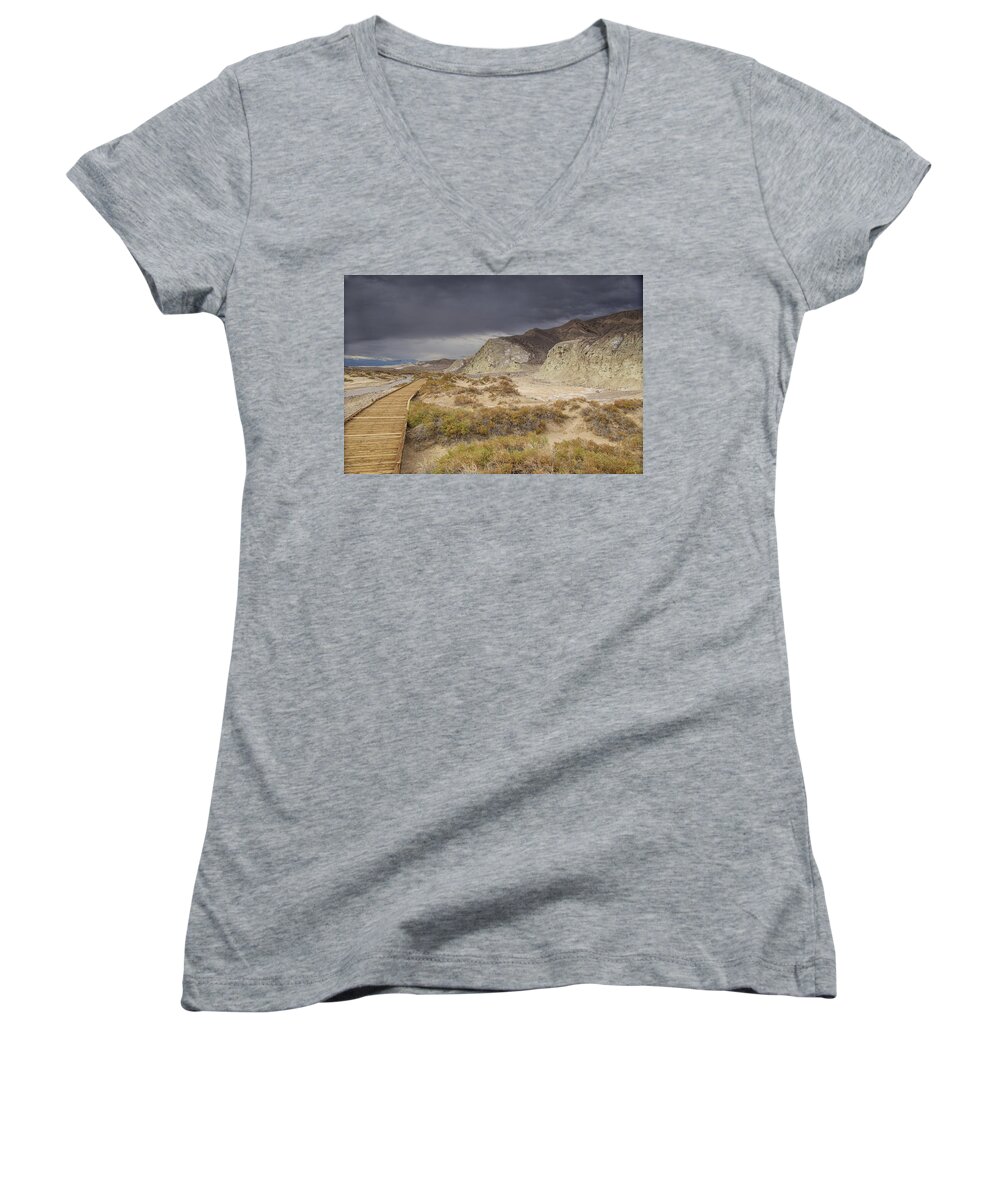 Death Valley National Park Women's V-Neck featuring the photograph Salt creek trail by Kunal Mehra