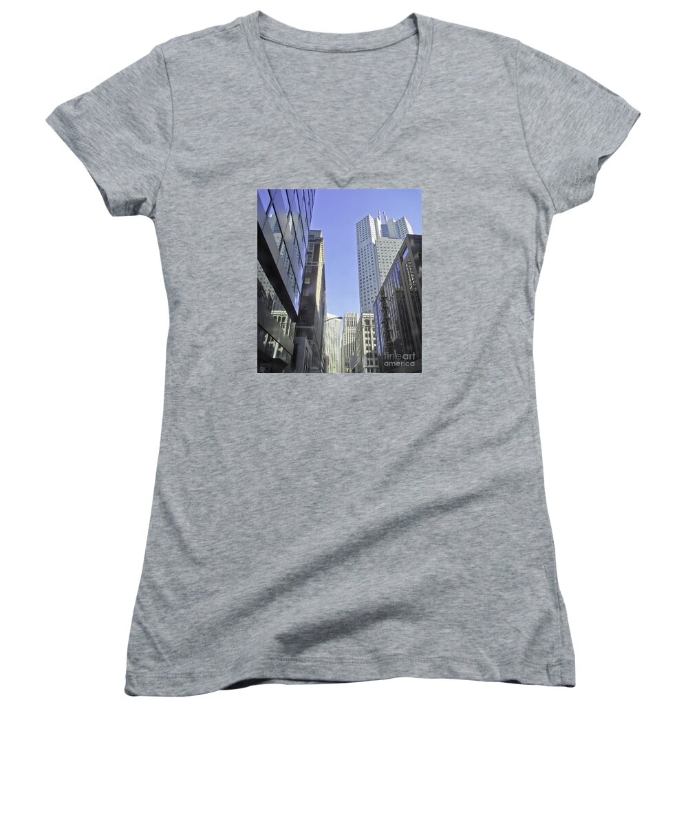 Downtown Women's V-Neck featuring the photograph San Francisco Skyline by Joyce Creswell