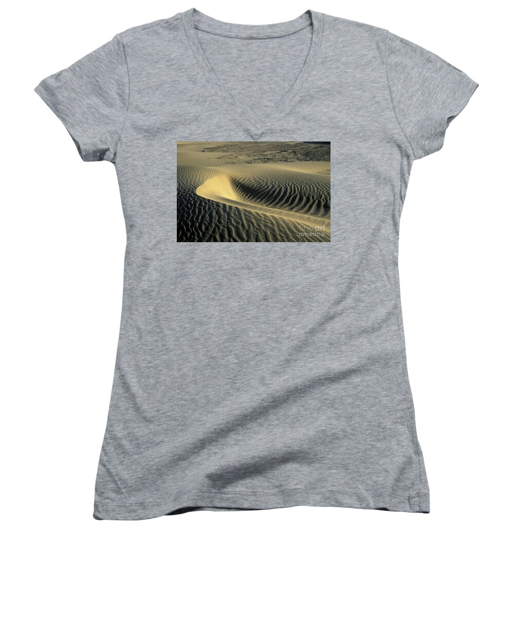 Death Women's V-Neck featuring the photograph Sand Ripples by Jim And Emily Bush