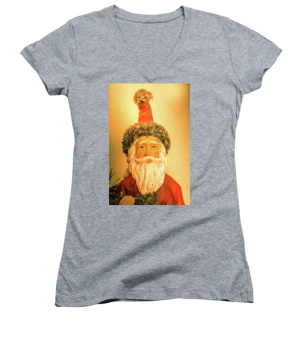 Santa Women's V-Neck featuring the photograph Santa Is Watching by Allin Sorenson