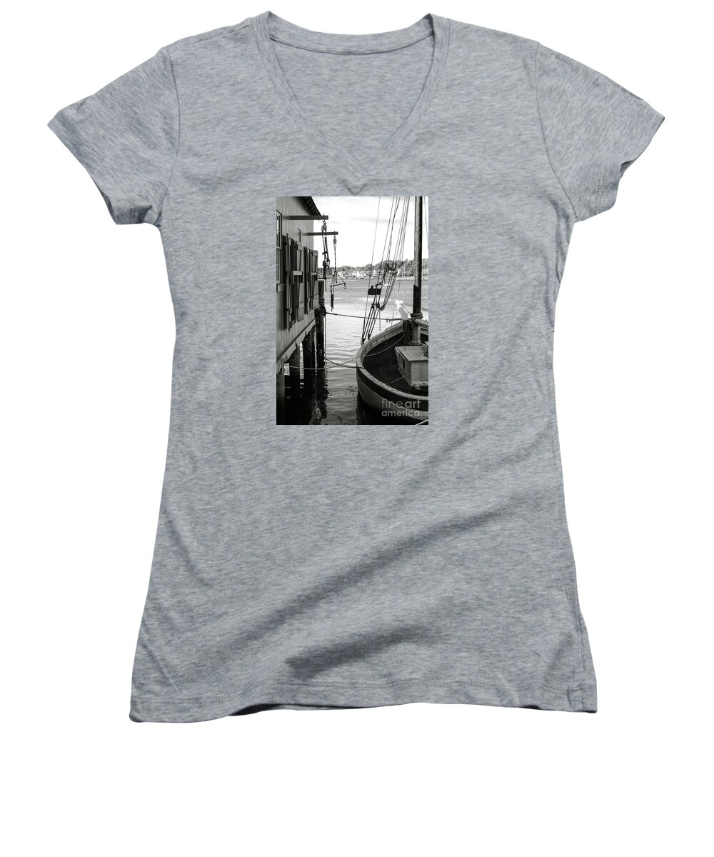 Beach Women's V-Neck featuring the photograph Scenic Display In Black And White by Joe Geraci