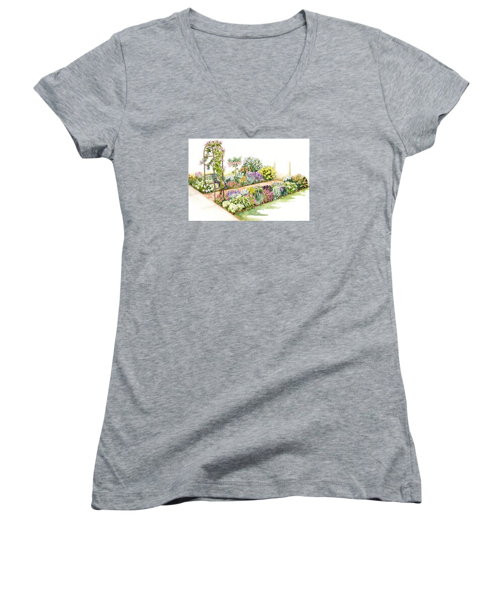 Garden Women's V-Neck featuring the painting Scented Segue by Karla Beatty