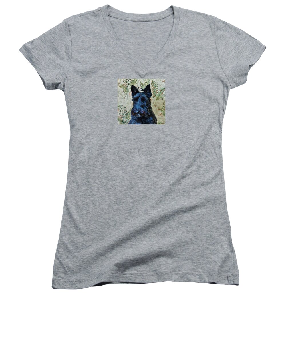 Scottie Women's V-Neck featuring the photograph Scottie by Michele Penner