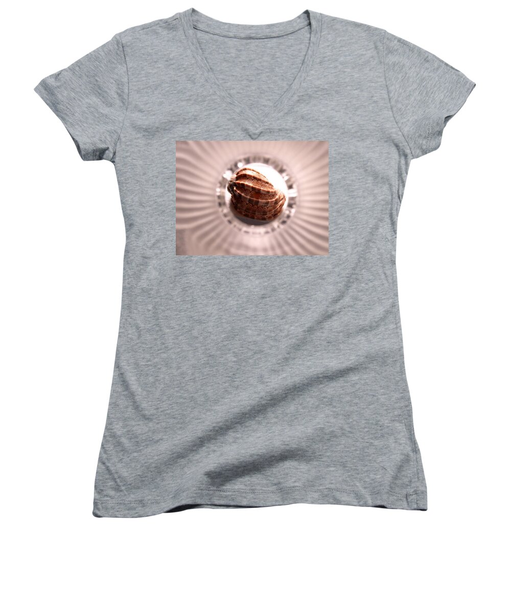 Sea Shell Women's V-Neck featuring the photograph Sea Shell Abstract by Richard Thomas