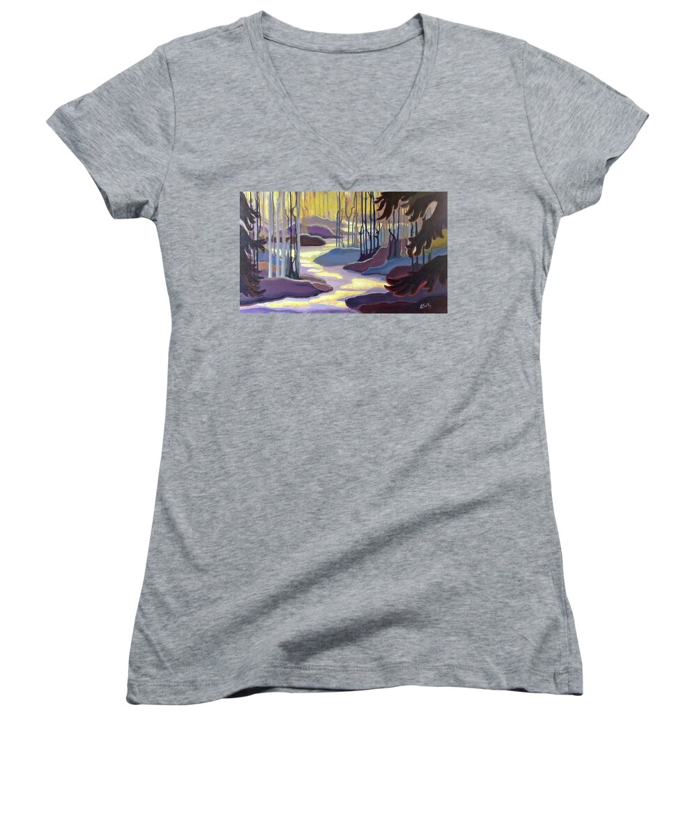 Group Of Seven Women's V-Neck featuring the painting Searching by Barbel Smith