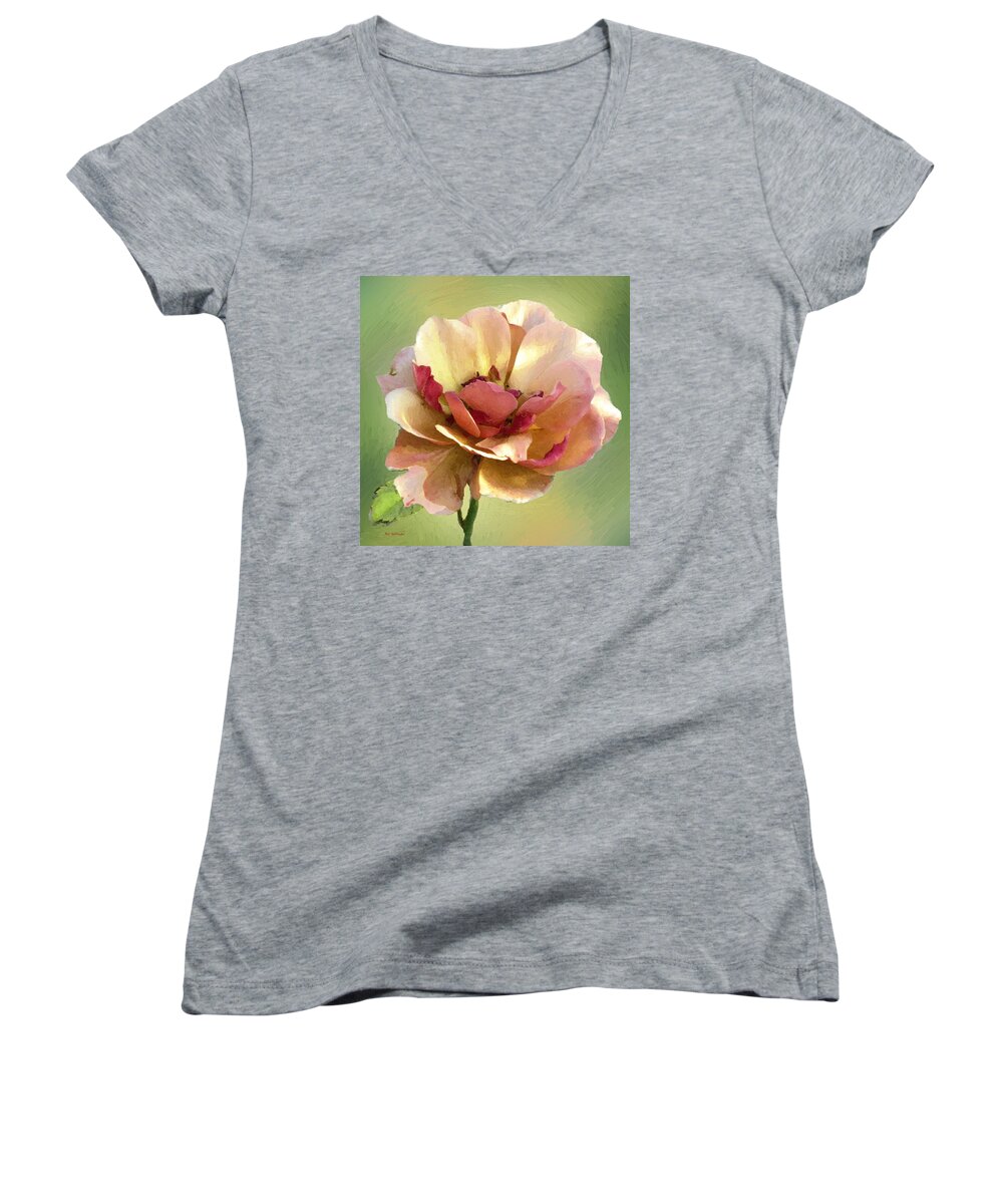 Rose Women's V-Neck featuring the painting Seductive by RC DeWinter