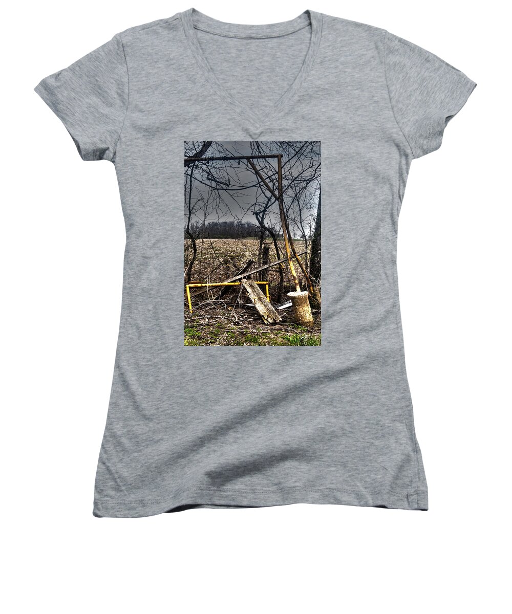  Women's V-Neck featuring the photograph See Saw, anyone? by Melissa Newcomb