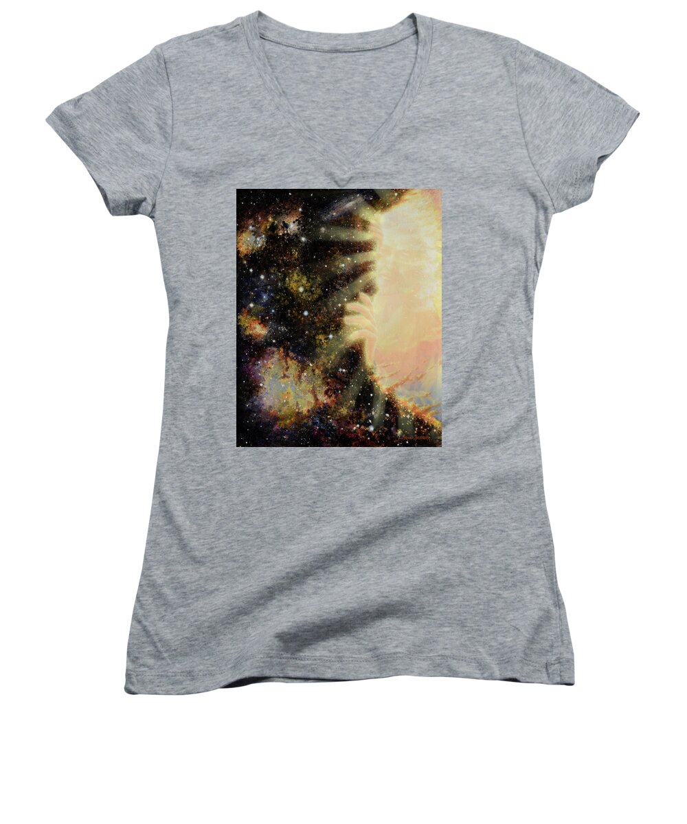 God Women's V-Neck featuring the painting Seeing Beyond 2 by Graham Braddock