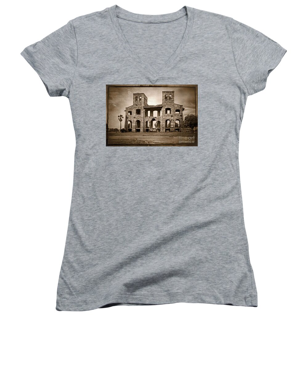St Josephs And St Peters Seminary Women's V-Neck featuring the photograph Seminary Ruins by Imagery by Charly