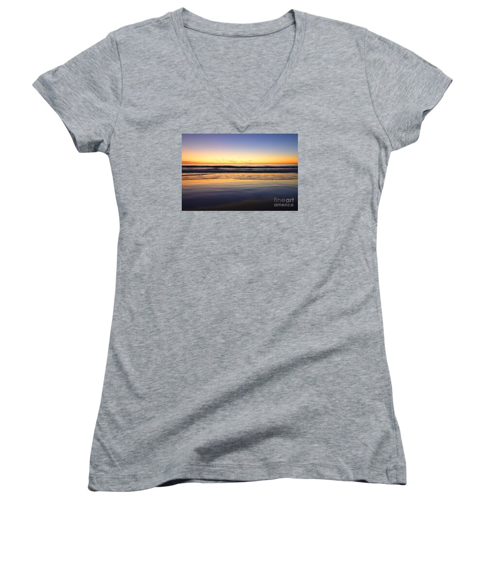 Landscapes Women's V-Neck featuring the photograph Serenity Sunset by John F Tsumas