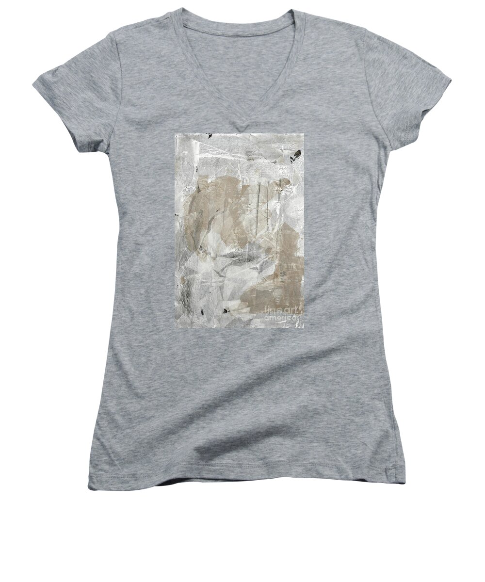 Abstract Women's V-Neck featuring the painting Shabby01 by Emerico Imre Toth