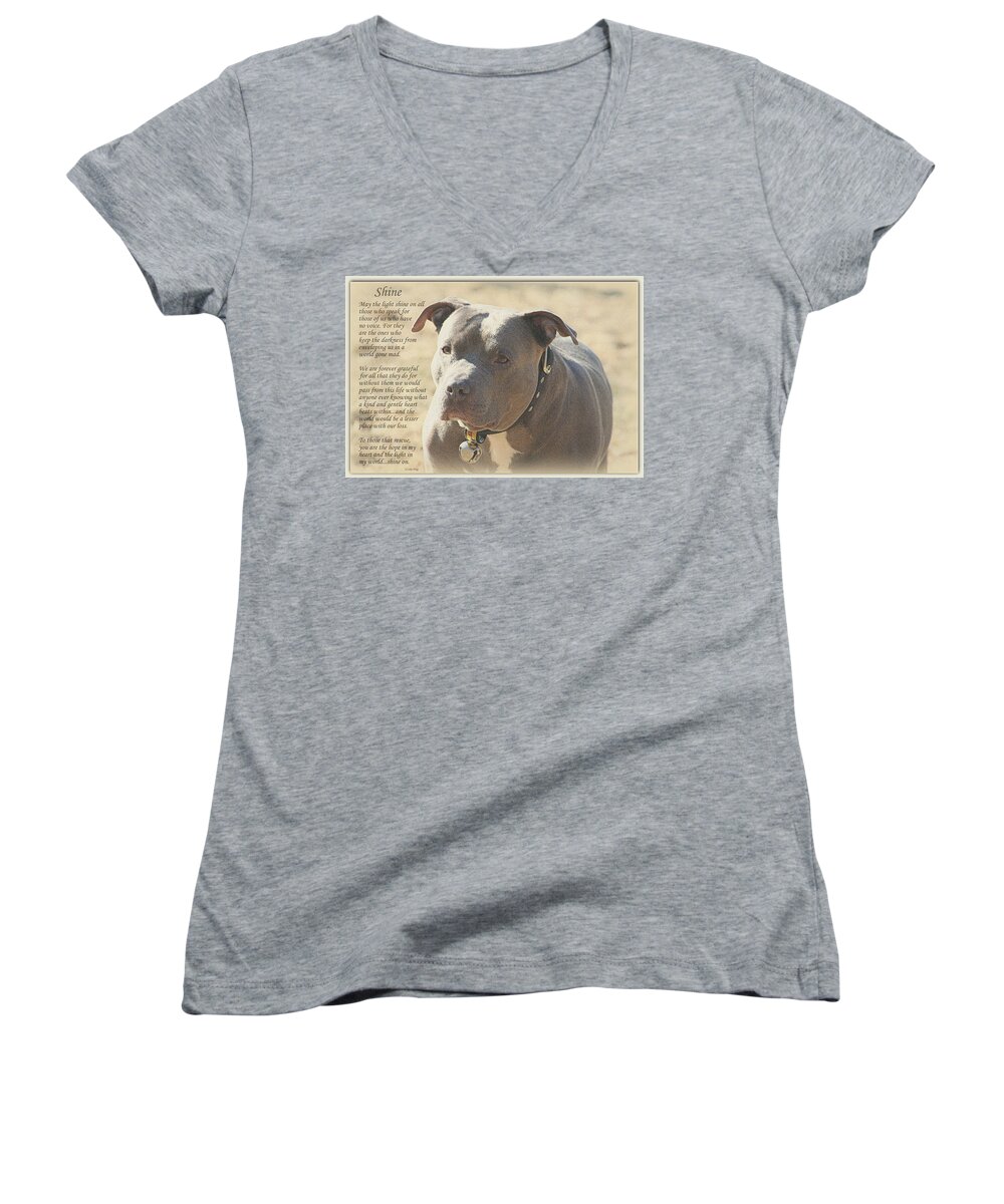 Quote Women's V-Neck featuring the photograph Shine by Sue Long