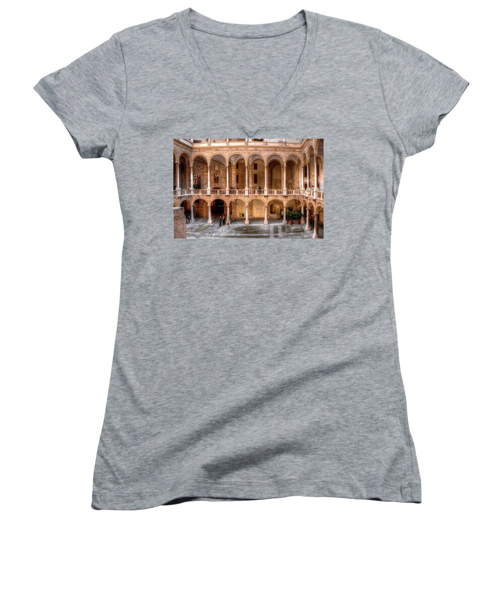  Women's V-Neck featuring the photograph Sicilian Parliament Bldg by Patrick Boening