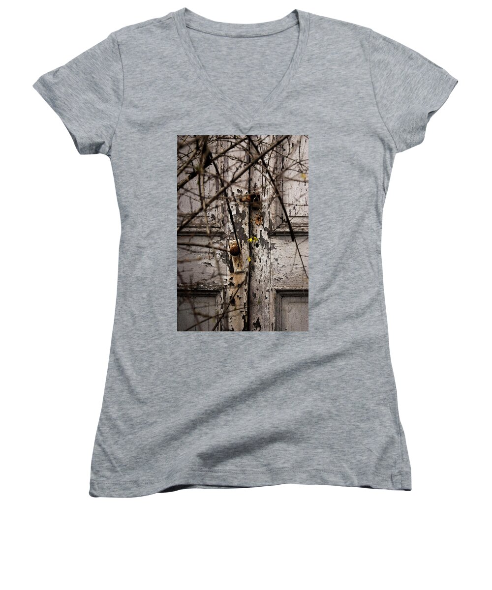  Women's V-Neck featuring the photograph Signs of Life by Melissa Newcomb