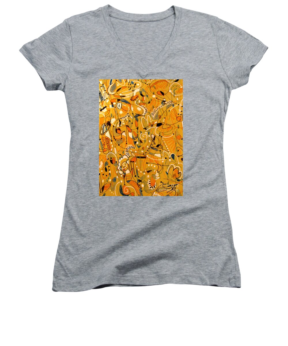 Abstract Geometrical Painting Women's V-Neck featuring the painting Signs Written in Big Print by Nancy Kane Chapman