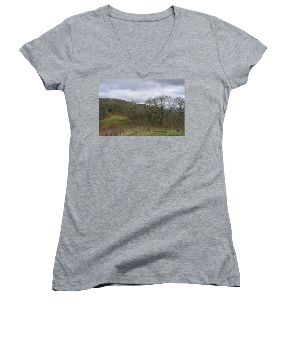 Nantahala National Forest Women's V-Neck featuring the photograph Silers Bald 2015a by Cathy Lindsey