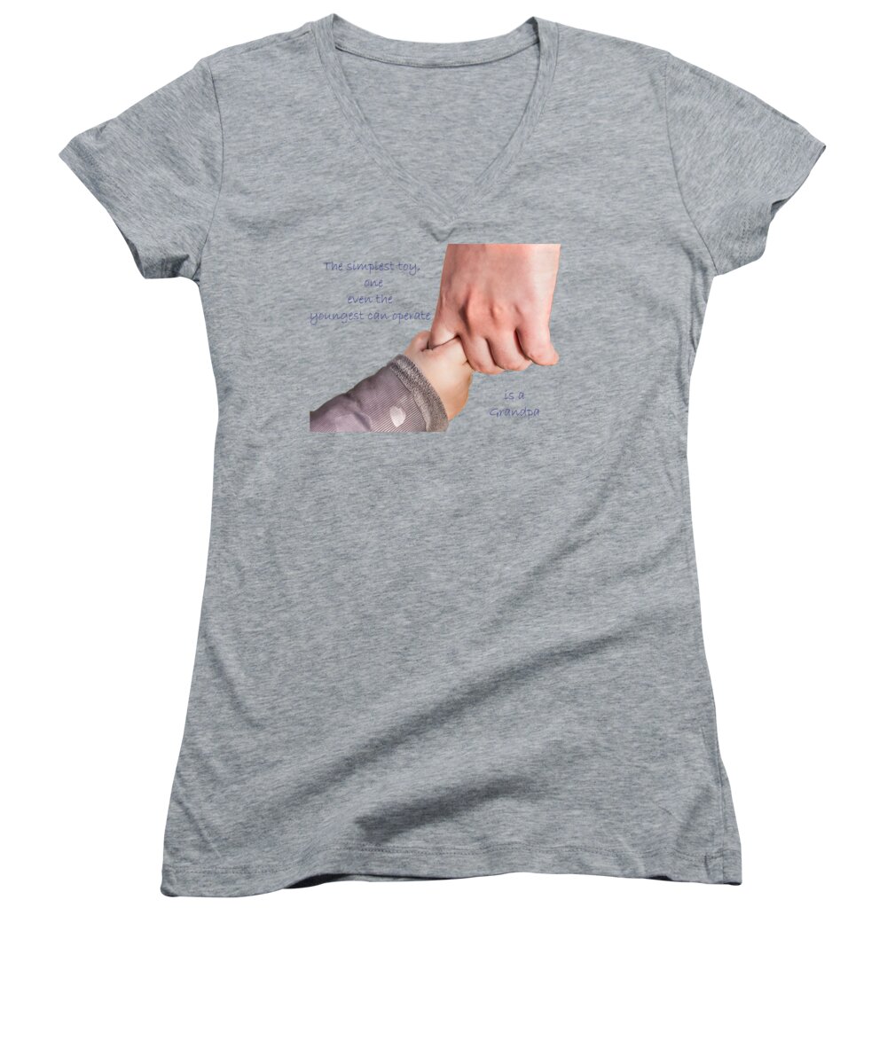 Grandpa Women's V-Neck featuring the photograph Simplest Toy Grandpa by Sandra Clark