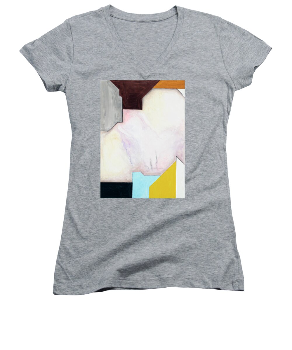Abstract Women's V-Neck featuring the painting Sinfonia ad Parnassum - Part 3 by Willy Wiedmann