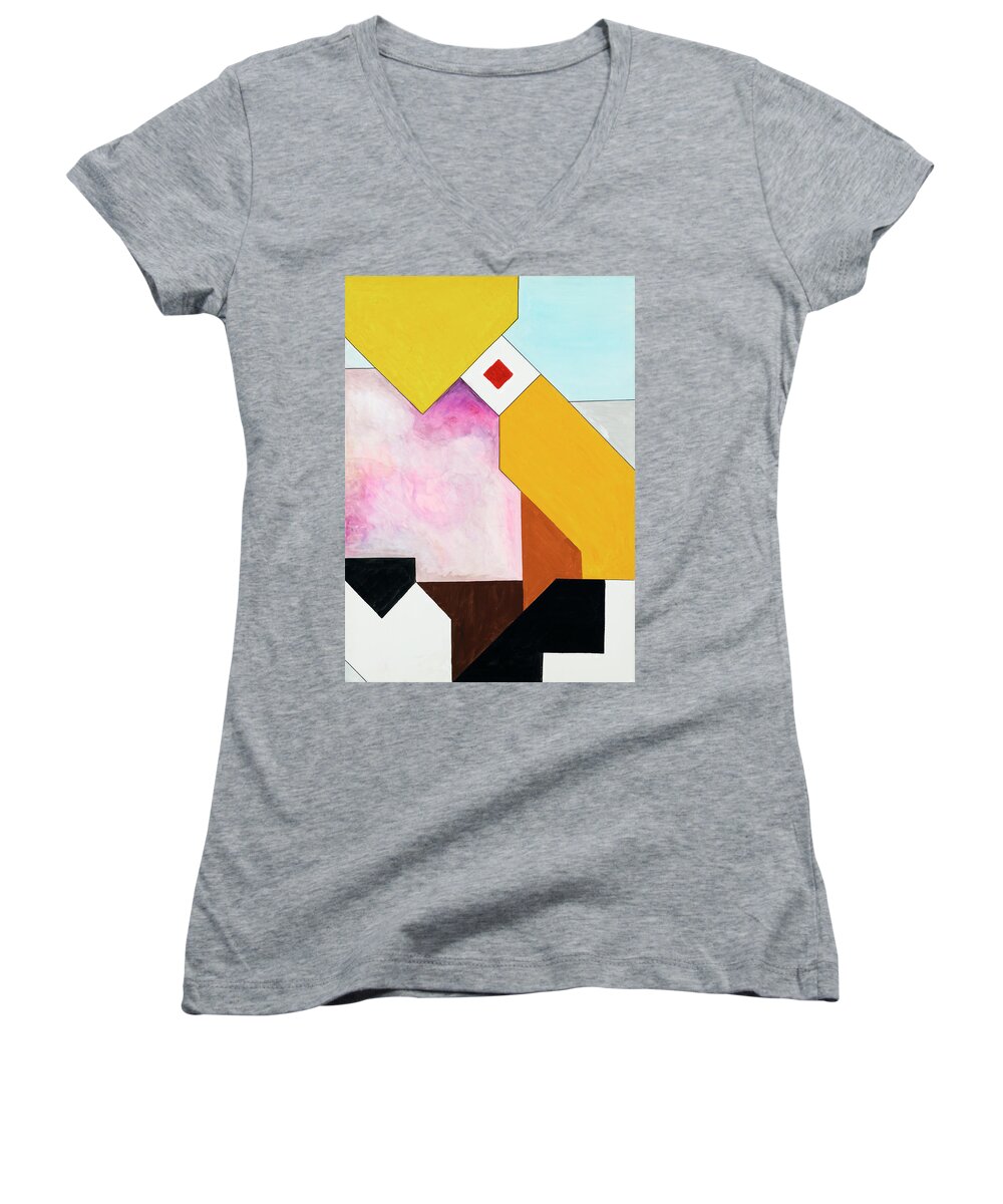 Abstract Women's V-Neck featuring the painting Sinfonia ad Parnassum - Part 5 by Willy Wiedmann