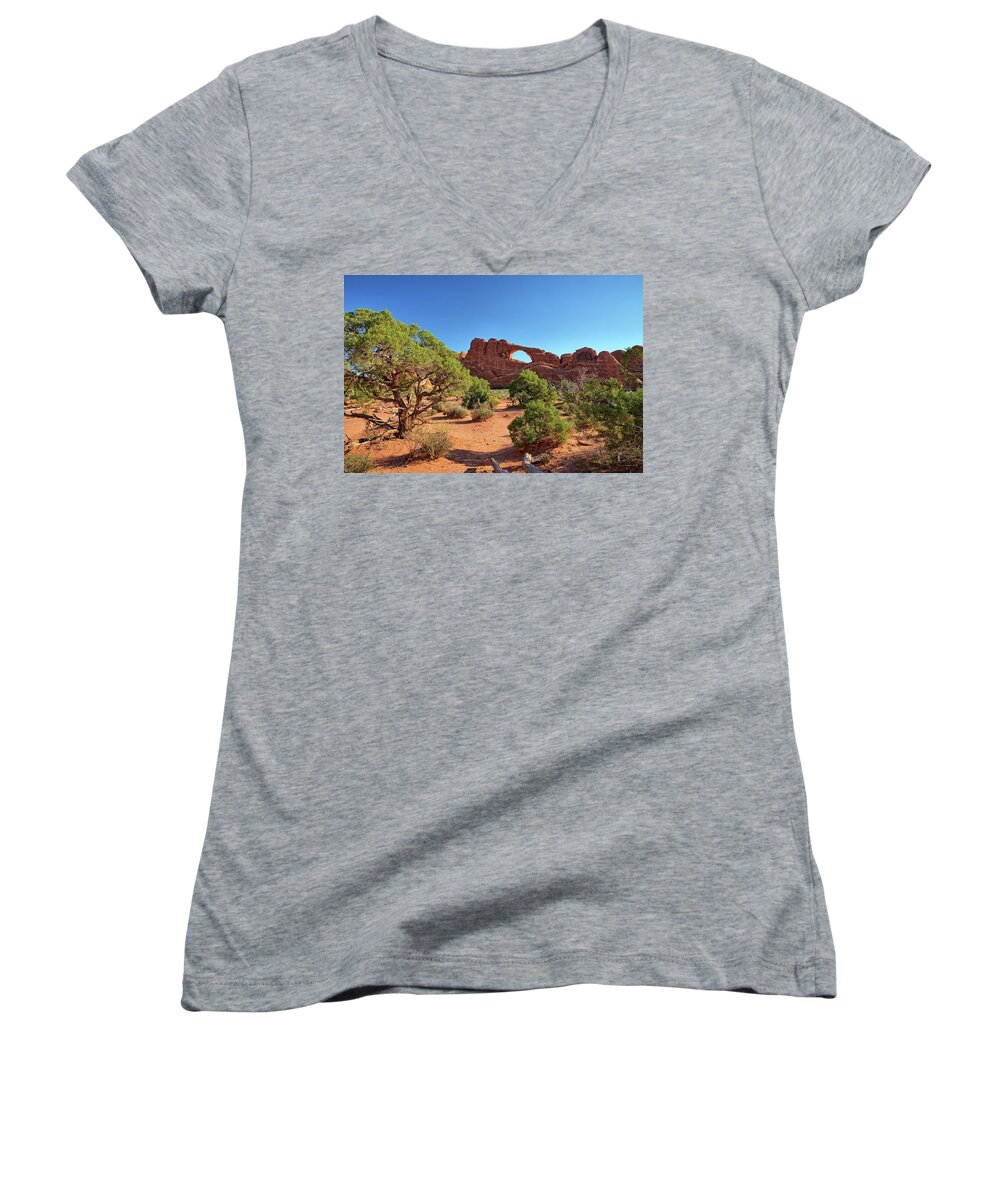Skyline Arch Women's V-Neck featuring the photograph Skyline Arch by Kyle Lee