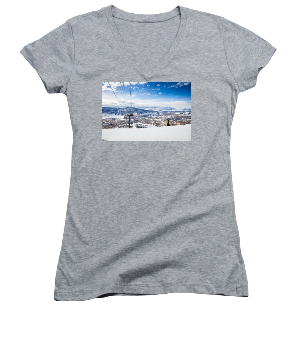 Mountains Women's V-Neck featuring the photograph Sleeping Giant by Sean Allen