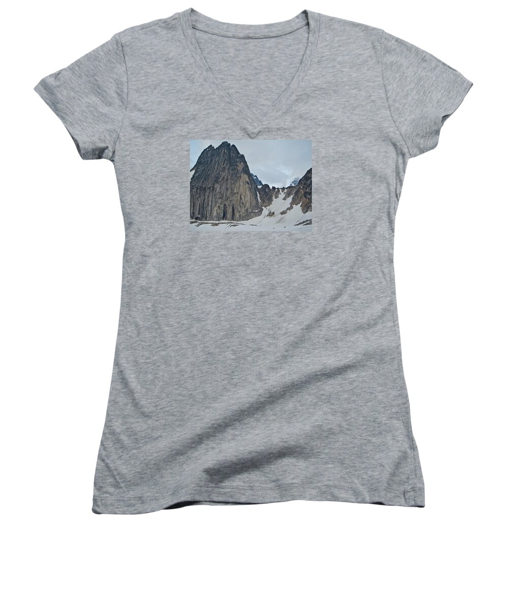 Spire Women's V-Neck featuring the photograph Snowpatch Col by Jedediah Hohf