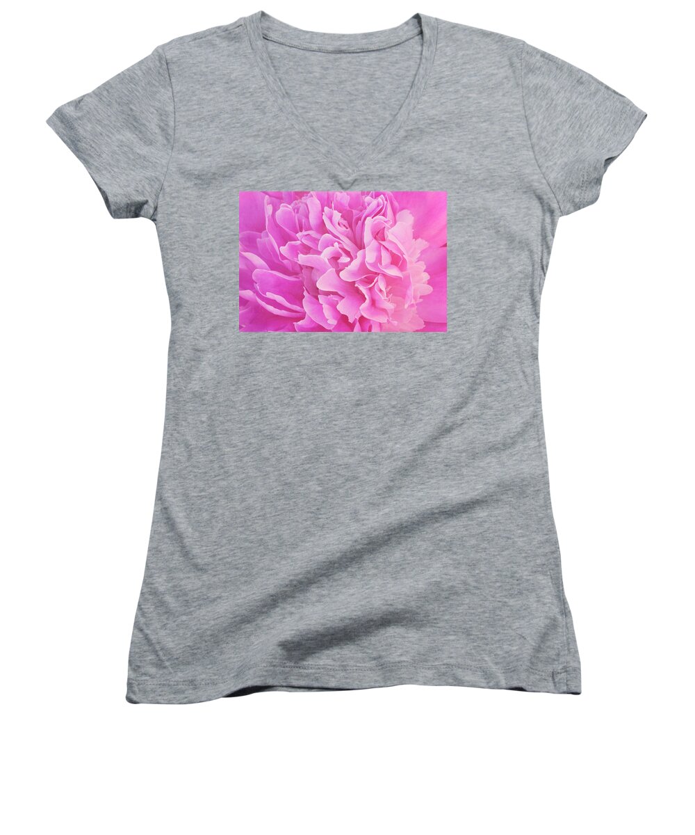 Peony Women's V-Neck featuring the photograph Softness of Spring by Jill Love