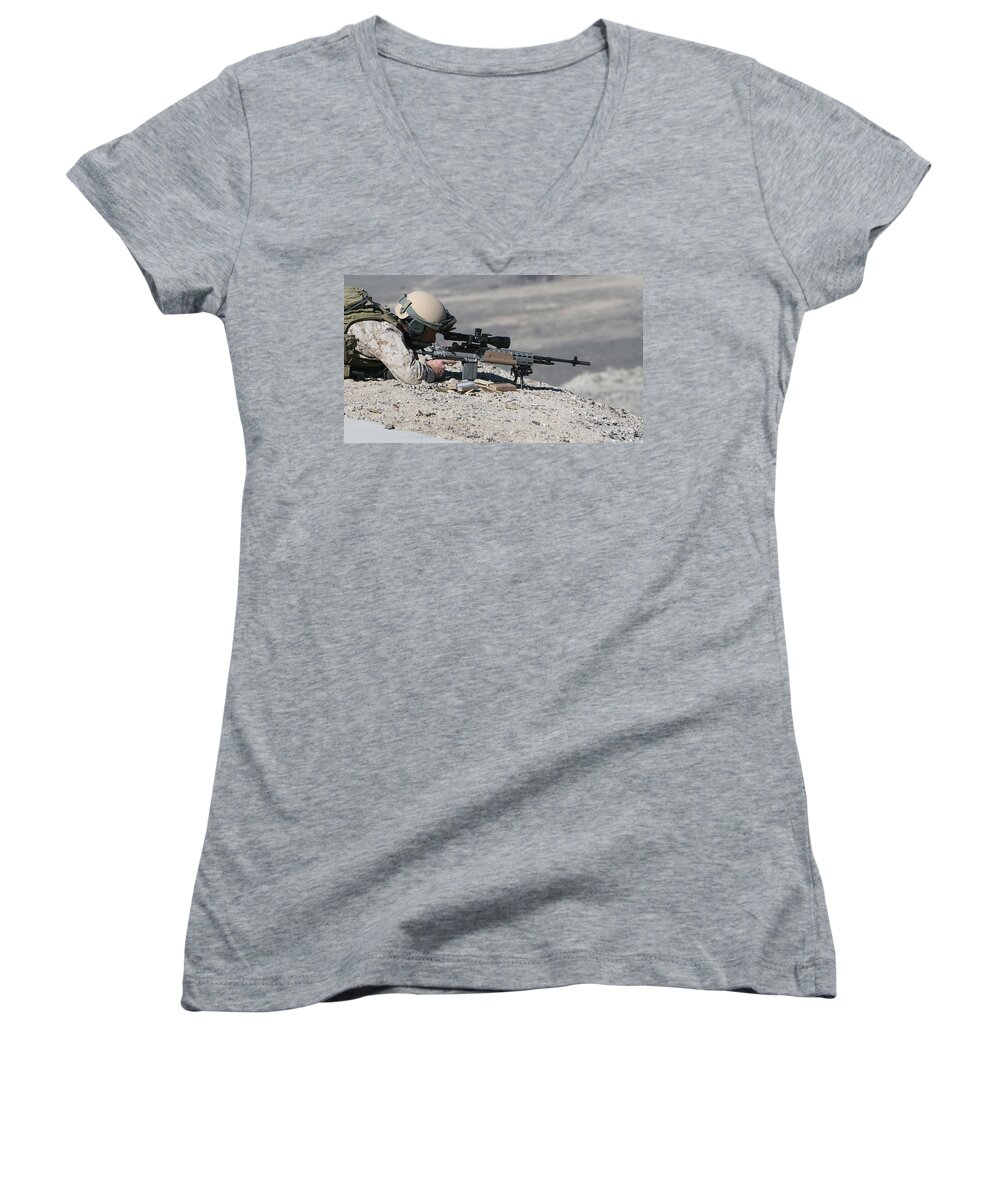 Soldier Women's V-Neck featuring the digital art Soldier by Maye Loeser