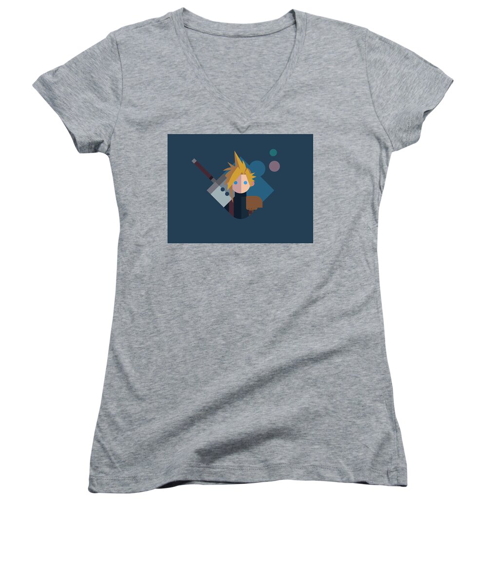 Ffvii Women's V-Neck featuring the digital art Soldier by Michael Myers
