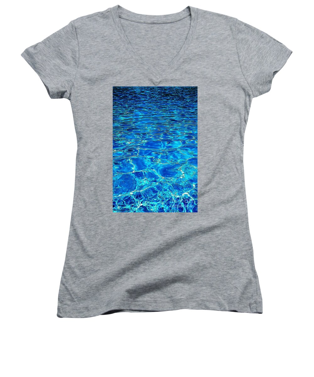 Blue Women's V-Neck featuring the photograph Something Blue by Ramona Matei