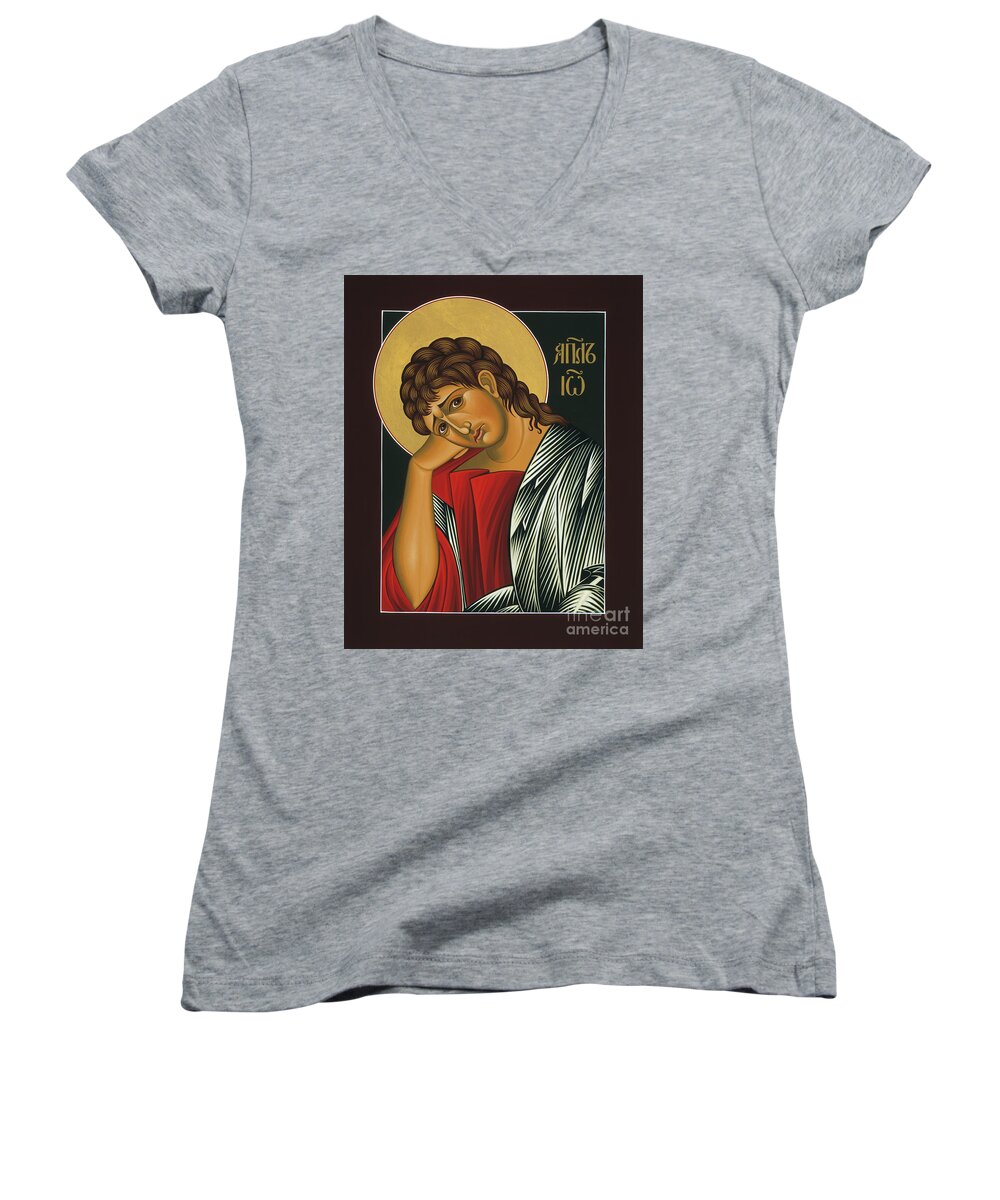 St. John The Apostle Is Part Of The Triptych Of The Passion With Jesus Christ Extreme Humility And Our Lady Of Sorrows Women's V-Neck featuring the painting St. John the Apostle 037 by William Hart McNichols
